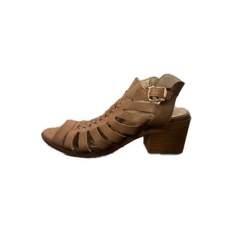 Venus Italy Taupe Brown Genuine Leather Gladiator Medium Heel Bock Sandals 9
